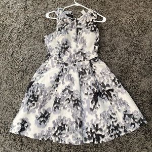 Black and white print cocktail dress.